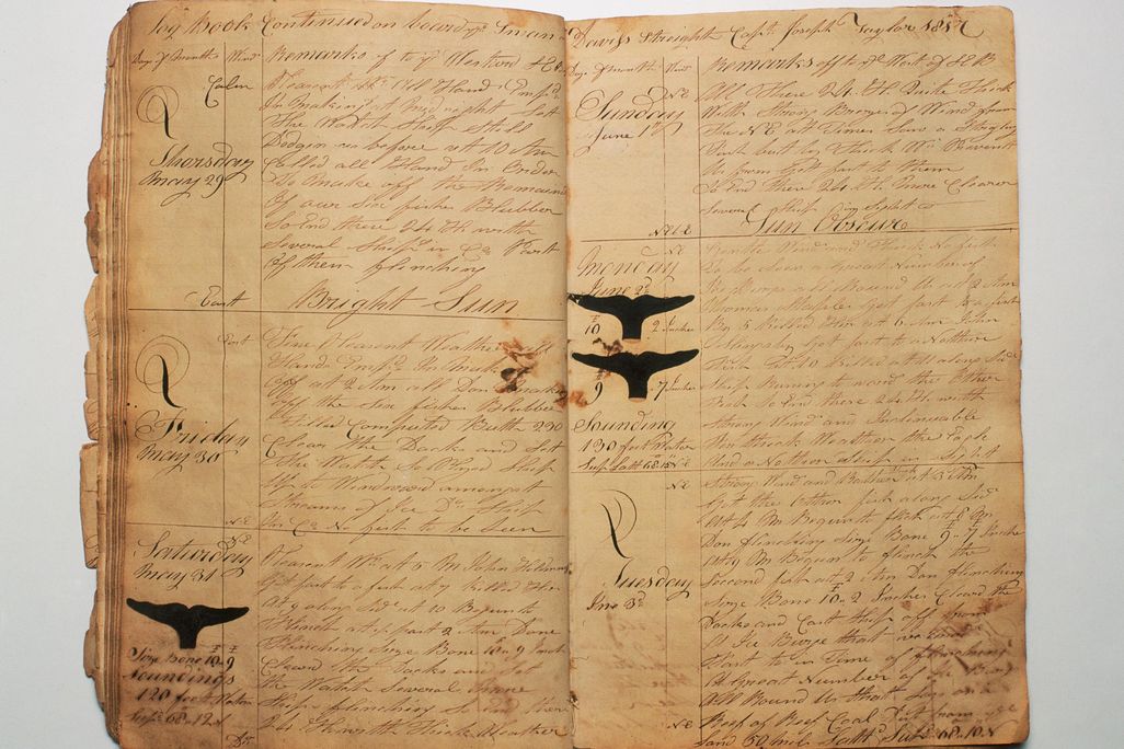 A ship's logbook. Public domain.